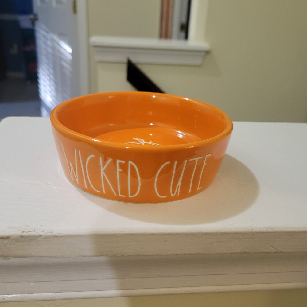Rae Dunn Orange Halloween Small Dog or Cat Bowl